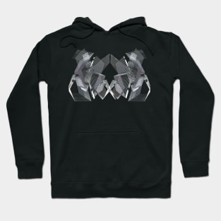 Geometric silver metallic futuristic pattern blac Hoodie